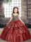 Floor Length Ball Gowns Sleeveless Red Little Girls Pageant Dress Lace Up