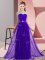 Sleeveless Floor Length Beading Lace Up Court Dresses for Sweet 16 with Purple
