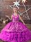 Adorable Lilac Sleeveless Floor Length Embroidery and Ruffled Layers Lace Up Kids Formal Wear