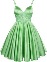 Lace Quinceanera Court Dresses Green Lace Up Sleeveless Knee Length