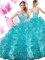 Wonderful Teal Lace Up Sweet 16 Dresses Beading and Ruffles Sleeveless Floor Length