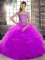 Deluxe Sleeveless Brush Train Lace Up Beading and Ruffles Sweet 16 Dresses