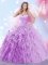 Fabulous Lavender Tulle Lace Up 15th Birthday Dress Sleeveless Brush Train Beading and Ruffles