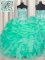 Sumptuous Organza Sweetheart Sleeveless Lace Up Beading and Ruffles and Pick Ups 15th Birthday Dress in Turquoise