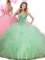 Apple Green Ball Gowns Sweetheart Sleeveless Tulle Floor Length Lace Up Beading and Ruffles Sweet 16 Dresses
