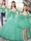 Stunning Turquoise Ball Gowns Tulle Sweetheart Sleeveless Beading Floor Length Lace Up Quinceanera Gowns