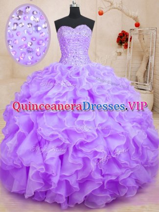Sleeveless Beading and Ruffles Lace Up Sweet 16 Dresses