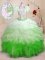 With Train Multi-color Quinceanera Gowns Organza Brush Train Sleeveless Beading and Appliques and Ruffles