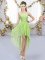 Yellow Green Lace Up Dama Dress Beading Sleeveless High Low