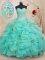 Apple Green Ball Gowns Sweetheart Sleeveless Organza Floor Length Lace Up Beading and Ruffles and Sequins Quinceanera Dress