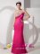 Wailuku Hawaii/HI Hot Pink Column Beading and Ruch Sweetheart Brush Train Taffeta Quinceanera Dama Dress