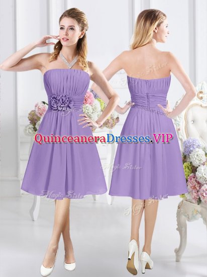 Strapless Sleeveless Zipper Dama Dress Lavender Chiffon - Click Image to Close