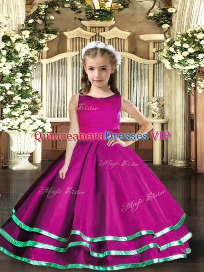 Tulle Sleeveless Floor Length Pageant Gowns and Ruffled Layers - Click Image to Close