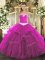 Floor Length Fuchsia Quince Ball Gowns Sweetheart Sleeveless Lace Up