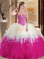 Multi-color Quinceanera Dresses Military Ball and Sweet 16 and Quinceanera with Embroidery and Ruffles Sleeveless Lace Up