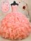 Floor Length Lace Up 15th Birthday Dress Pink for Military Ball and Sweet 16 and Quinceanera with Beading and Ruffles