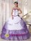 Custer South Dakota/SD White and Purple Sweetheart Satin and Organza Embroidery floral decorate Cheap Ball Gown Quinceanera Dress For