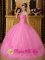 Rose Pink Sweetheart Neckline Floor-length Ball Gown Quinceanera Dress For Weirton West virginia/WV Appliques Decorate