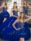 Royal Blue Ball Gowns Beading and Embroidery 15th Birthday Dress Lace Up Tulle Sleeveless Floor Length
