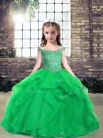Enchanting Floor Length Green Girls Pageant Dresses Off The Shoulder Sleeveless Lace Up(SKU PAG1228-8BIZ)