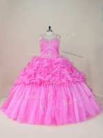 Organza and Taffeta Sleeveless Quinceanera Gowns Brush Train and Beading and Appliques and Pick Ups(SKU PSSW0792BIZ)