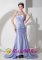 Haiku Hawaii/HI Romantic Lilac Column Beaded Decorate Quinceanera Dama One Shoulder Brush Train Taffeta Ruch