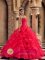 Surbiton Surrey Perfect Ruched Sweetheart strapless Bodice and Beaded Decorate Bust For Quinceaners Dress With Ruffles Layered
