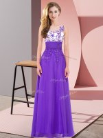 Best Purple Chiffon Backless Vestidos de Damas Sleeveless Floor Length Appliques(SKU BMT0370-14BIZ)