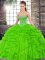 Sleeveless Tulle Floor Length Lace Up Vestidos de Quinceanera in with Beading and Ruffles