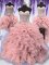 Comfortable Four Piece Sequins Sweetheart Sleeveless Lace Up Sweet 16 Dress Pink Organza