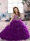 New Style Floor Length Ball Gowns Sleeveless Eggplant Purple Kids Formal Wear Lace Up