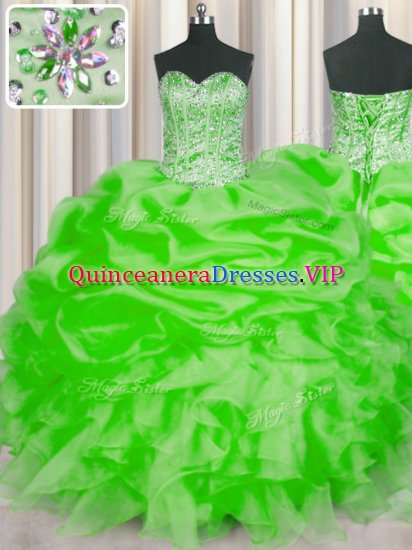 Gorgeous Sleeveless Beading and Ruffles and Pick Ups Lace Up Sweet 16 Dress - Click Image to Close