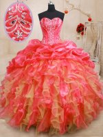 Red Sweetheart Neckline Beading and Ruffles Party Dresses Sleeveless Lace Up(SKU PSSW0216-1BIZ)
