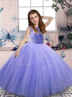Perfect Lavender Sleeveless Tulle Lace Up Kids Pageant Dress for Party and Wedding Party(SKU PAG1191-5BIZ)