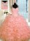 Chic Watermelon Red Zipper Quinceanera Gown Beading and Ruffles Sleeveless Floor Length