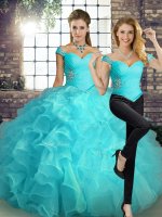 Flirting Aqua Blue Lace Up Sweet 16 Dresses Beading and Ruffles Sleeveless Floor Length(SKU YSQD086CX002BIZ)