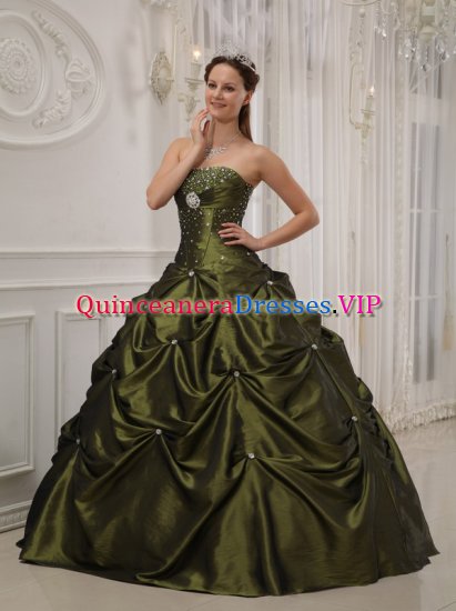 Exquisite Olive Green Quinceanera Dress With Deaded Decorate taffeta For Sweet 16 Quinceaners In Shenandoah Iowa/IA - Click Image to Close