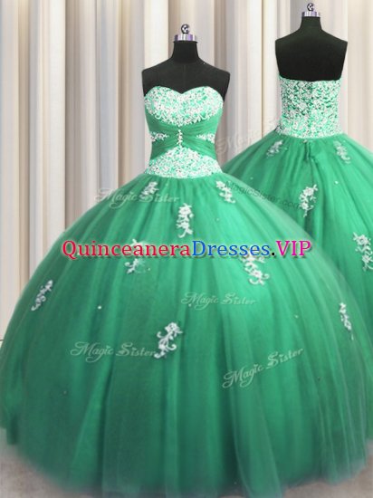 Sleeveless Lace Up Floor Length Beading and Appliques Sweet 16 Dress - Click Image to Close