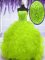 Enchanting Yellow Green Strapless Lace Up Beading and Appliques and Ruffles Vestidos de Quinceanera Brush Train Sleeveless