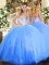 Baby Blue Sweetheart Neckline Beading Sweet 16 Dresses Sleeveless Lace Up