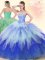 Sumptuous Multi-color Tulle Lace Up 15 Quinceanera Dress Sleeveless Floor Length Beading and Ruffles