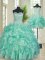 Custom Fit Three Piece Sleeveless Beading and Ruffles Lace Up Sweet 16 Dress