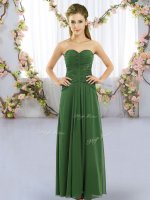 Empire Dama Dress for Quinceanera Green Sweetheart Chiffon Sleeveless Floor Length Lace Up(SKU BMT0443-6BIZ)