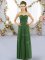Empire Dama Dress for Quinceanera Green Sweetheart Chiffon Sleeveless Floor Length Lace Up