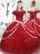 Ball Gowns Sleeveless Wine Red Sweet 16 Quinceanera Dress Brush Train Lace Up