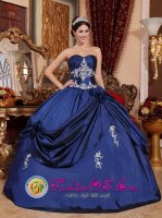 Tiffany & Co Belleville Illinois/IL Cistomize Navy Blue Sweetheart Appliques Sweet Ball Gown 16 Dress With Hand Made Flowers[QDZY587 d-2BIZ]