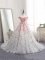 High Class White Sleeveless Tulle Brush Train Lace Up Vestidos de Quinceanera for Military Ball and Sweet 16 and Quinceanera