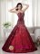 Uri Switzerland Gorgeous Wine Red A-line Sweetheart Floor-length Taffeta Beading and Embroidery Prom Dress