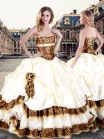 Custom Fit Pick Ups Floor Length Champagne Ball Gown Prom Dress Strapless Sleeveless Lace Up