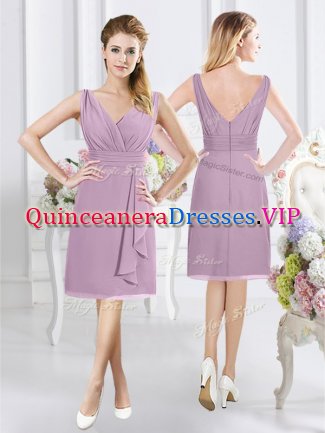 Lavender V-neck Zipper Ruching Quinceanera Court Dresses Sleeveless
